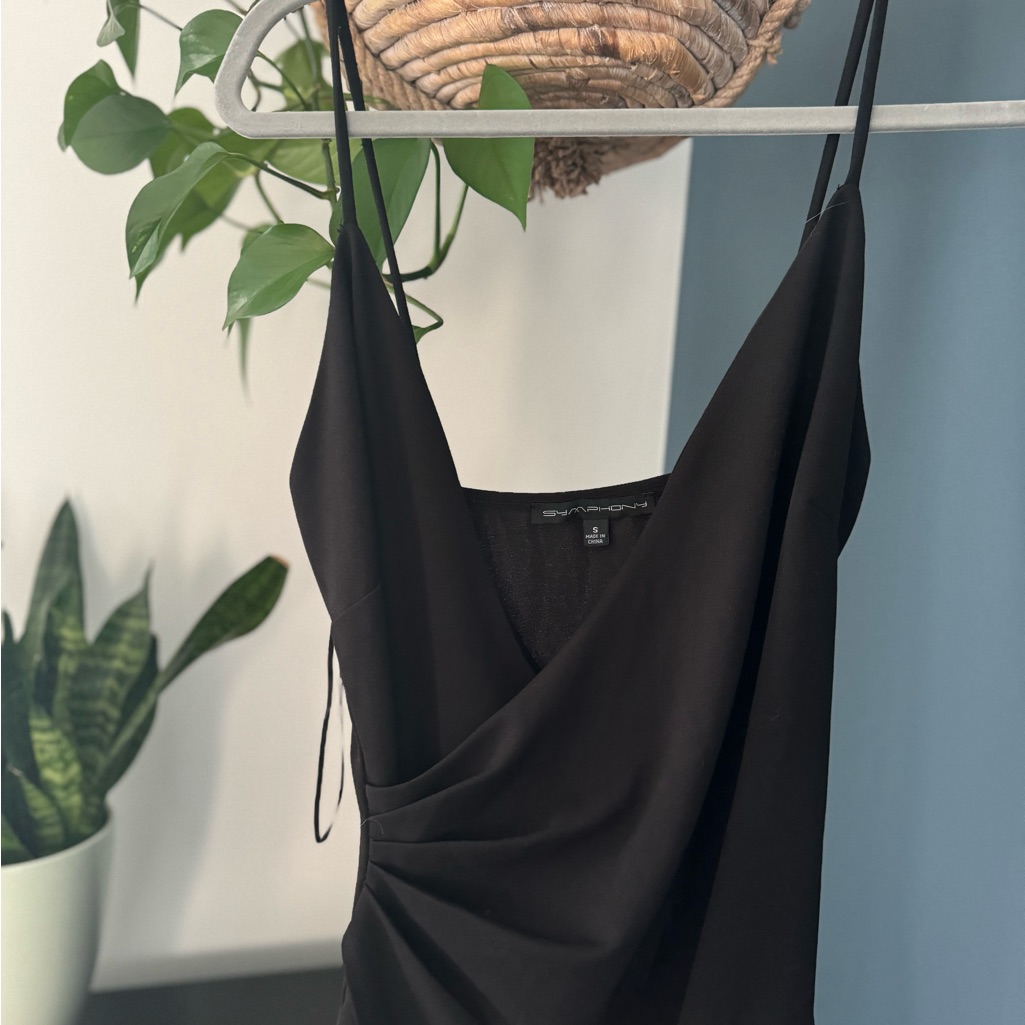 Black Midi Wrap Dress Small
